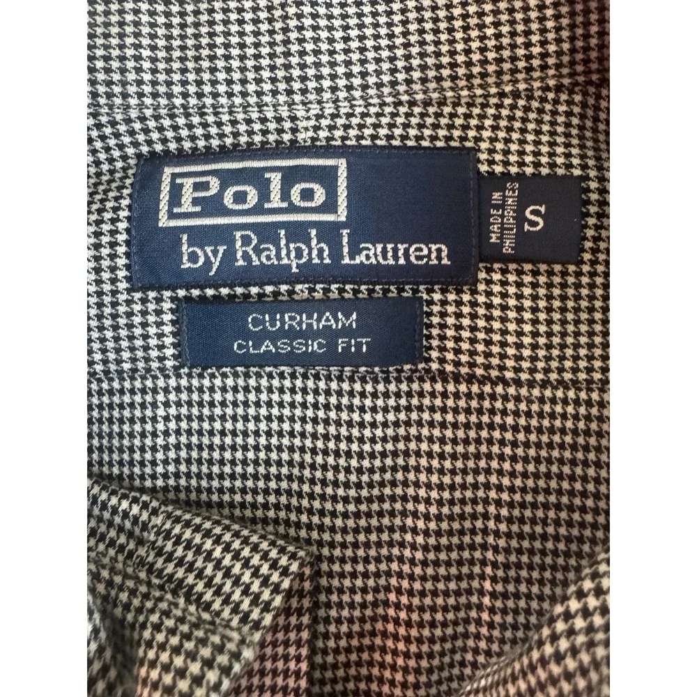 Polo Ralph Lauren Curham Classic Fit Men's Small Black‎ White Houndstooth L/S